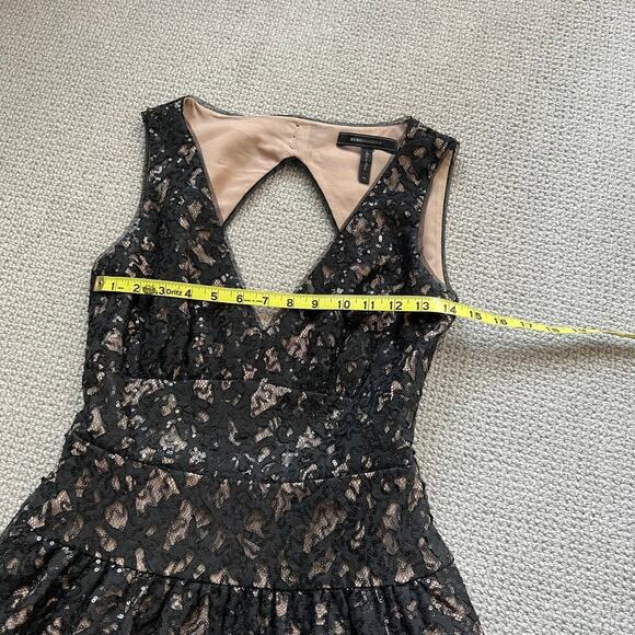 BCBG Maxazria Katarina Black Lace Sequin Open Back Dress - Size 4 - Picture 10 of 13
